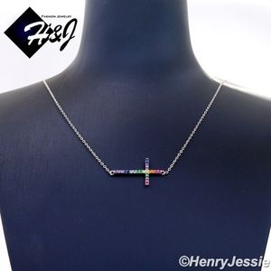 925 STERLING SILVER CROSS PENDANT NECKLACE*WN2